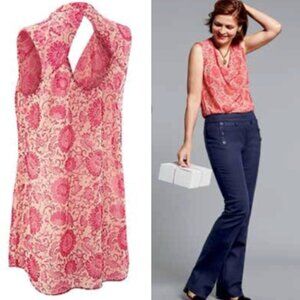 CAbi Vita Sheer Floral Cutout Blouse # 5037